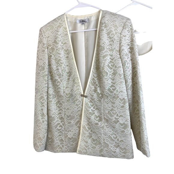 NWT Sz 12 2-Piece Patra Ivory Evening Dress Jacket Set Formal Wedding Mother - Picture 16 of 16